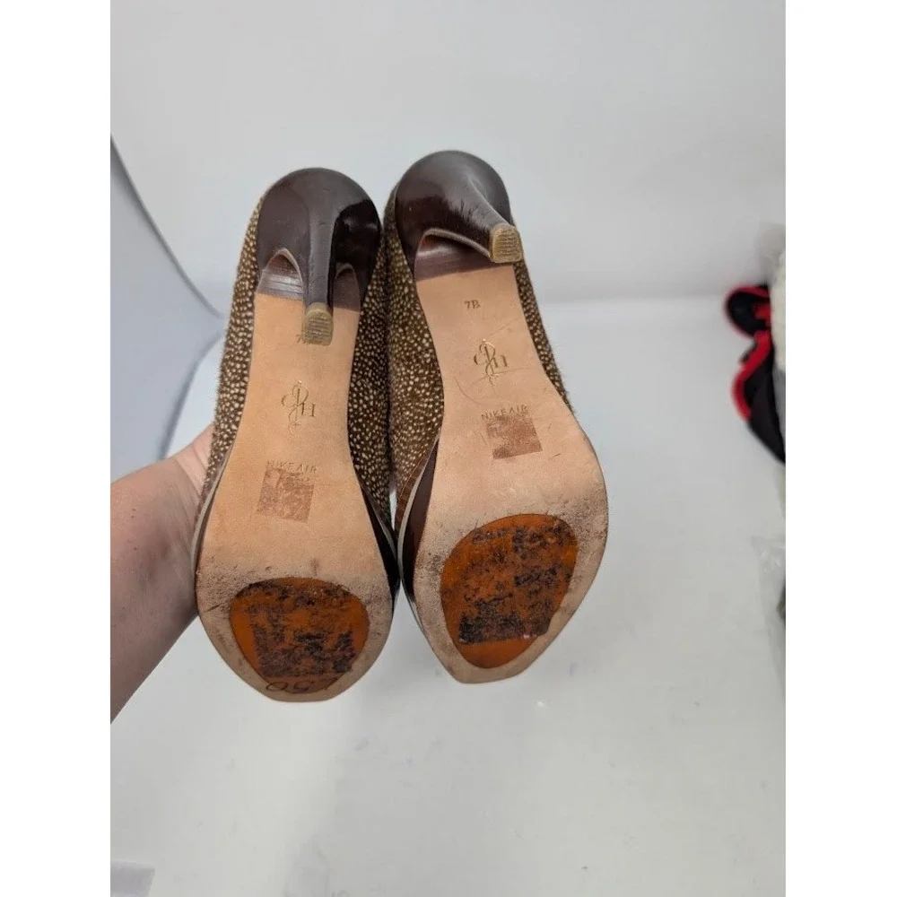 Cole Haan Women's Chelsea Double Platform Pump brown animal print sz 7